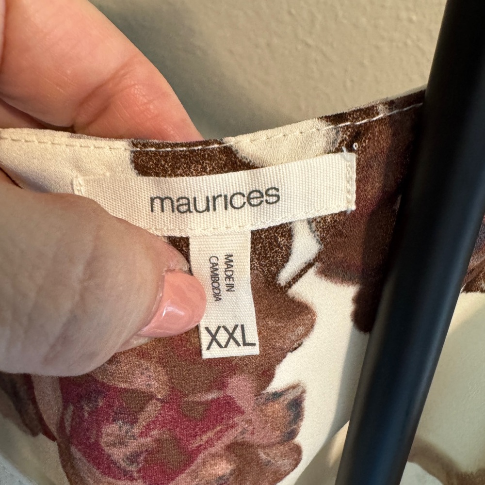 Maurices Floral Print Top - Brown, Pink and Cream - Picture 3 of 5